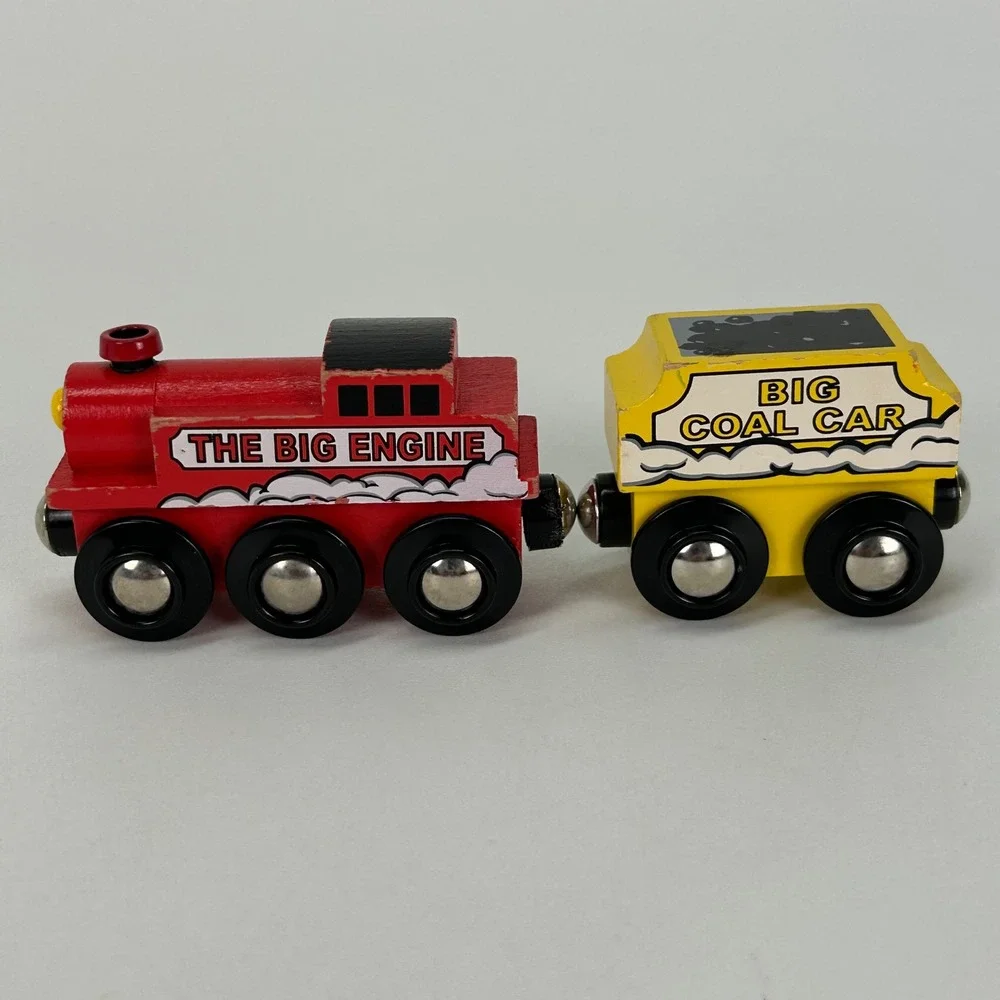 Maxim Enterprise Wooden Train Set The Big‎ Engine Coal Hopper Caboose 4pc